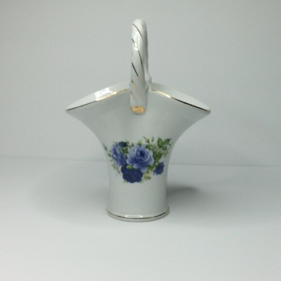 Other - Purple Rose White Ceramic Basket Vase